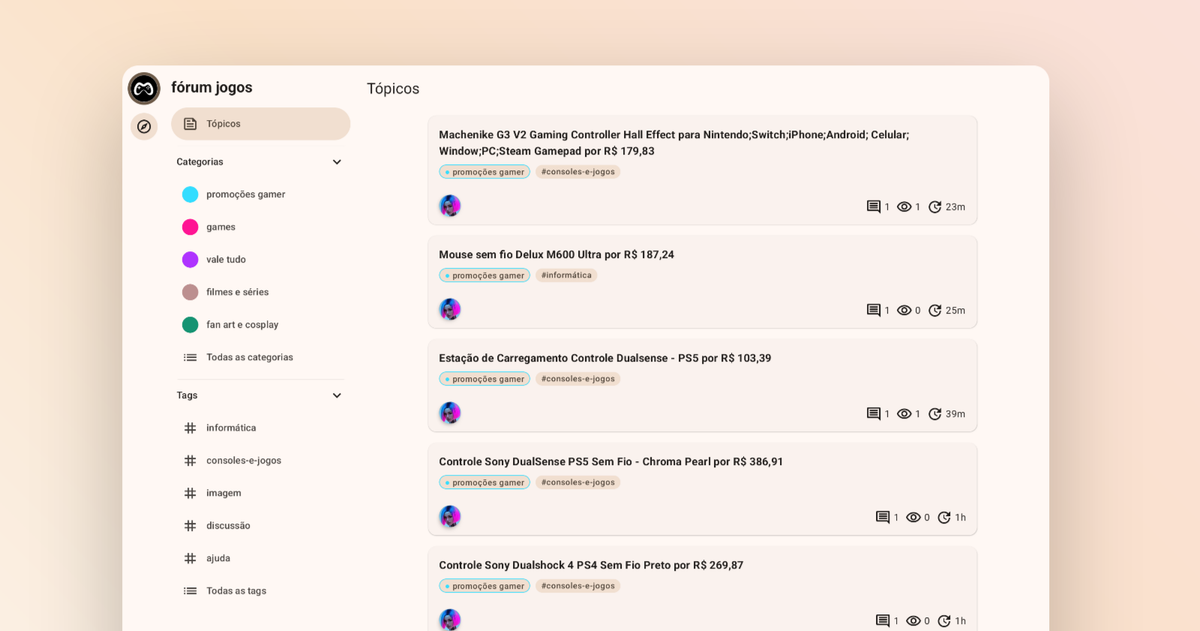 An screenshot of the Topics screen of the DisCorkie application